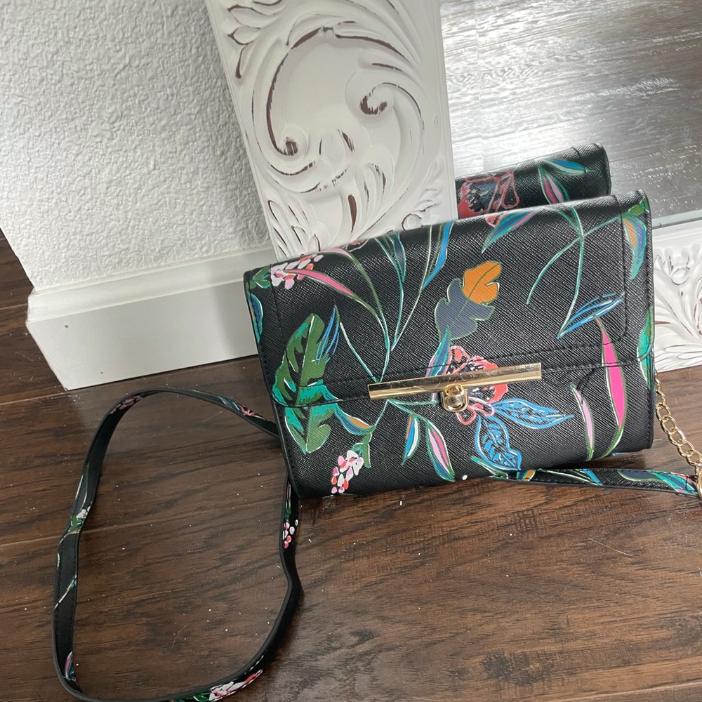 Black flower crossbody